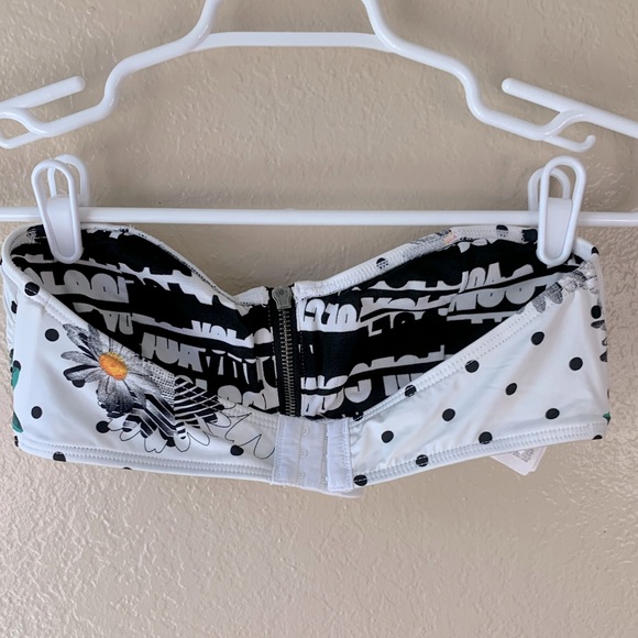 Volcum Daisy Polka Dot Front Zip Bandeau Bikini Top Size m - Picture 3 of 5